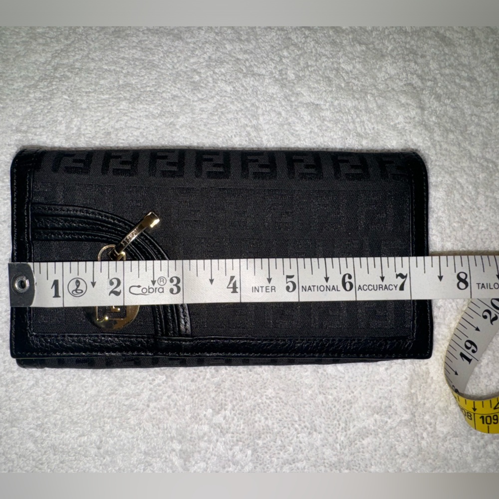 Fendi COA Black Zucchino cloth/leather bifold long wallet… - Picture 15 of 16